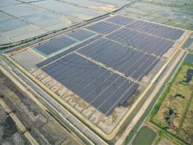 高架型及水面型太陽能模組支架組裝及併聯發電完成-光電廠C區